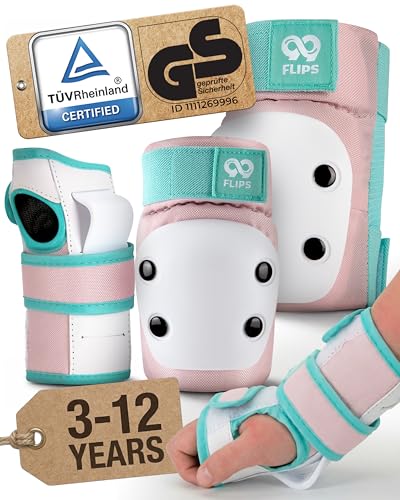 99FLIPS Kids Knee and Elbow Pads for Children - Knee Pads for Kids - Wrist Guards - - SLIDE - Size SM - CANDY PINK - Skateboard, Scooter & Inline Skates