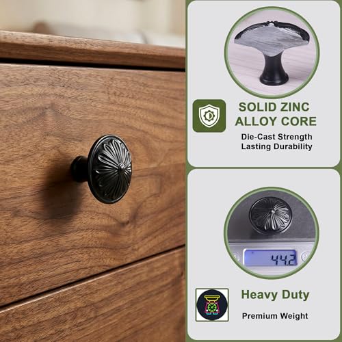 Image of DWYL & LWYD Black Cabinet Knobs 4 Pack, Single Hold 1-2 /5 inchDia Round Matte Black Knobs for Cabinets and Drawers,Kitchen Cabinet knobs Black Handles