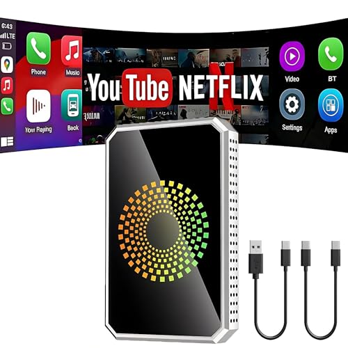 Autolink Pro Autolinkr Pro Carplay 3in1 Car Video Box for Streaming Netflix/YouTube/TikTok,Wireless Carplay Adapter to Watch Movies,Car Streaming Devices Support USB Drive for iPhone 10+ & Android 13+