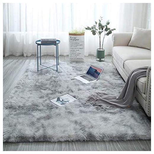 Alfombra Salon Grandes Shaggy Antideslizante Super Suave Pelo Largo Fluffy Alfombra Adecuado para la Decoración de Salas de Estar y Dormitorios Alfombras (200 x 300 cm, Gris Blanco)