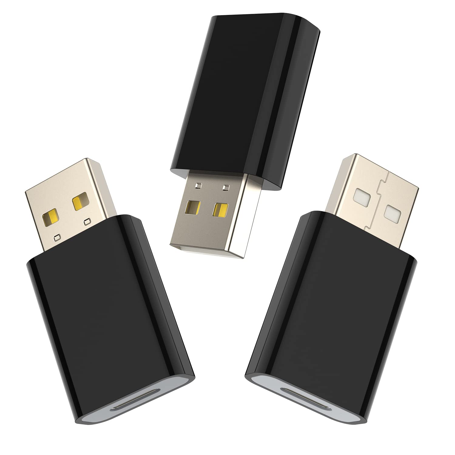 USB to USB-C Female Adapter Pack-3,Compatible with Apple Watch SE/7/8/9/Ultra MagSafe Charger,Type-C Charger Cable Converter for iPhone,iPad,AirPods,Car USB Charger and USB-C Cable