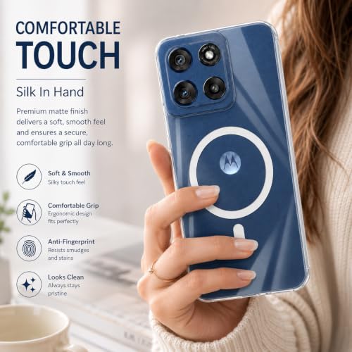 Image of DIZORO Crystal Clear Magnetic Compatible with Moto 60 Stylus Back Cover case with Anti-Yellow (Compatible with Magsafe) Anti-Scratch | Shockproof Transparent Cover