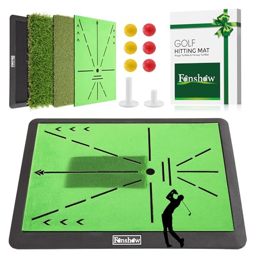 Golf Hitting Mats Training Equipment, Portable Golf Mat with Longer Swing Path Trajectory, 3-in...