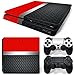 46 North Design Ps4 Slim Playstation 4 Slim Pegatinas De La Consola Red Silver Metal + 2 Pegatinas Del Controlador
