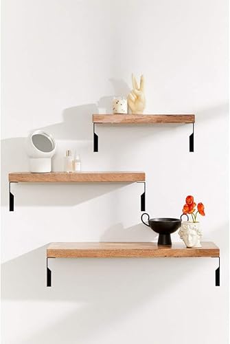 Miniatura 6 de Soportes flotantes para estantes de 6 pulgadas para tablero de 6 a 8 pulgadas, soportes decorativos curvados de ángulo plano, estantes industriales