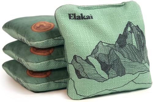 Elakai Juego de 4 bolsas de Cornhole para todo tipo de clima, de doble cara, tamaño y peso regulables, 6 x 6 pulgadas