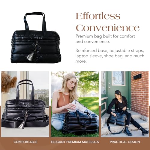 Citi Collective Gallery Weekender Bags for Women-Black | Versatile Work Bag | Travel Bag with Adjustable Straps for women | Laptop sleeve inside comes with bonus shoe bag & more3