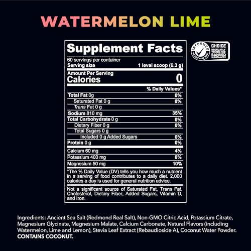 Image of REDMOND Re-Lyte Electrolyte Powder, No Added Sugar (Watermelon Lime) | No Added Sugar, Hydration