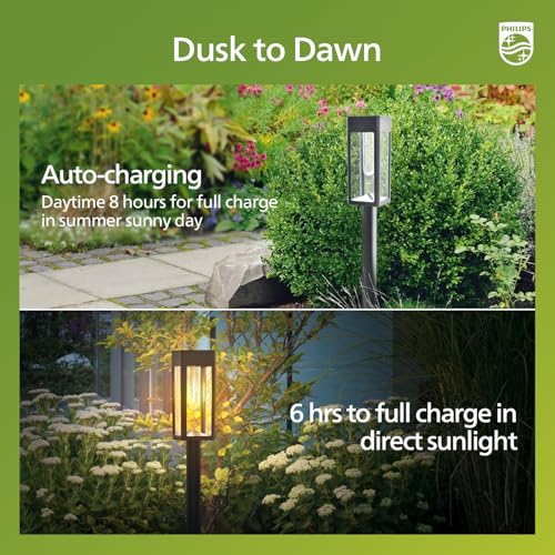 Philips 8 Packs Solar Pathway Lights Outdoor, Glass Metal Led Garden Landscape Lightings, 3000K Warm White, Waterproof for Decor Yard, Walkway, Patio, Driveway, Lawn by Philips - Image 6