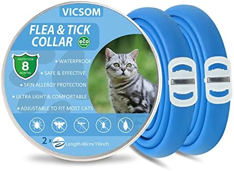 Flea and Tick Collar for Cats, Flea Cats Collar, Flea Treatment Cats, 8 Months Protection Waterproof Adjustable Cat Flea and Tick Collar, Natural Anti Tick Collar for Kittens Cats Puppies Pink