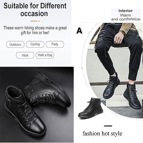 Myallfeet Men's Classic Italian High Top Cashmere Leather Boots Non-Slip Shock Absorber Side Zipper Business Ankle Boots Classic Fashion Casual Round Toe Leather Chukka Boots4