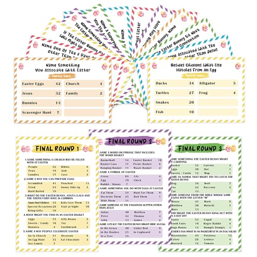 Xenseou Easter Family Feud Game,Funny Easter Party Games, Easter Trivia Game, Family Feud Quiz Holiday Games for Groups FHJ-SC03