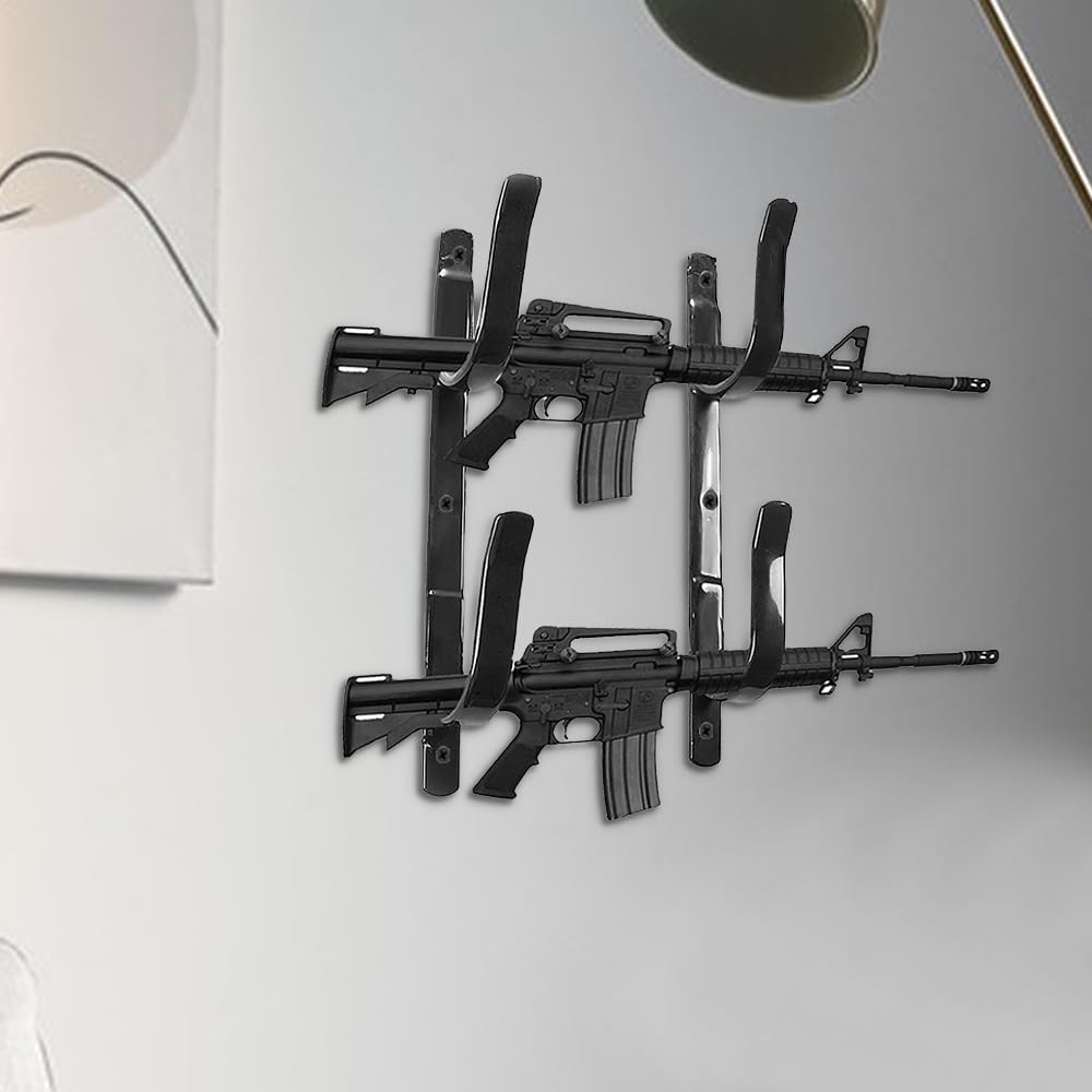 MiOYOOW Metall Waffenständer, 2 Stück Waffenhalter Wand, Gewehraufhänger, Waffenhaken für den Innenbereich zur Aufbewahrung von Jagdschwertern und Bögen