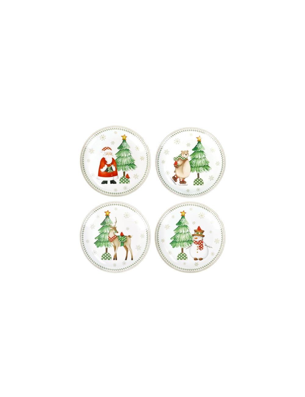 BRANDANI “Racconti” Set 4 piattini Pane & Pastry in porcellana Ø 15 cm – Forno, microonde, freezer, lavastoviglie.