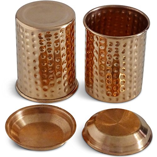 Buy Copper Tumbler Set with Lid Set of 2 Hammered Copper Tumbler
