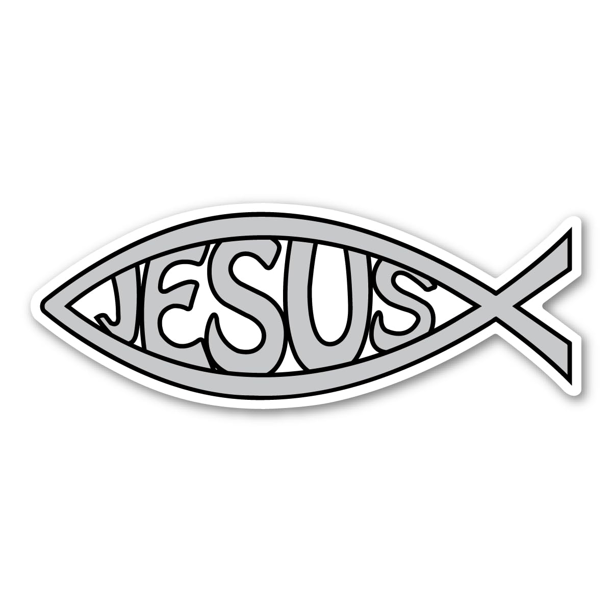 Silver Jesus Fish Magnet by Magnet America Is 2.625" x 7" Made for Vehicles and Refrigerators