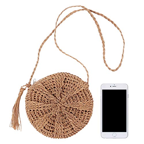 Ayliss Women Straw Crossbody Purse Beach Handmade Woven Shoulder Bag with Tassels4