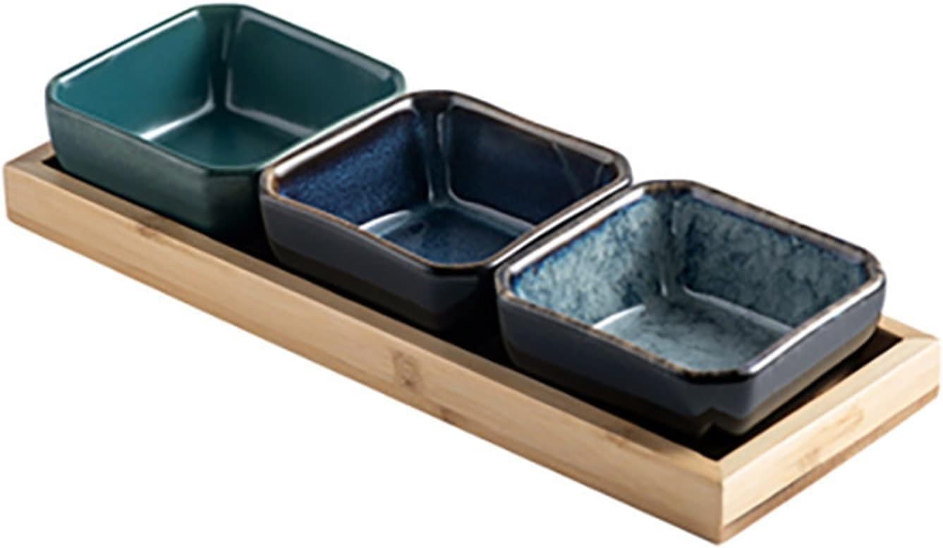 Tapas-Schalen, Keramikschale, Haushalts-Dip-Schüssel, Obst-Snack-Teller, Keramik-Hot-Pot-Restaurant-Beilage, Dip-Untertasse, Trockenobst-Teller, geteilter Snack-Teller (Farbe: G) (Color : F)