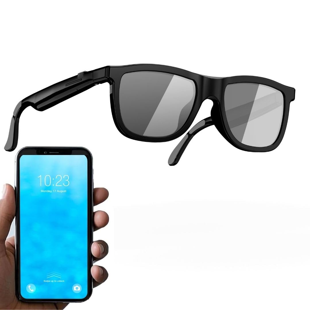 Générique 2026 Lunettes Connectées Audio Bluetooth Verres Électrochromiques Teinte Réglable 1 Clic, Écouteurs Intégrés, Appels Mains Libres, Protection UV400, Autonomie 100mAh 11LASTYLE47