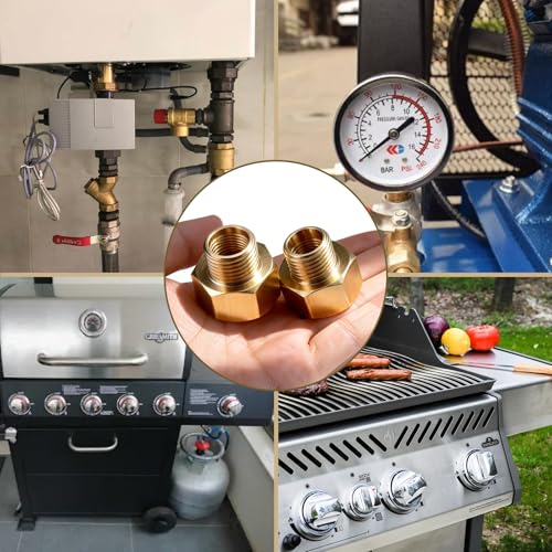 Kontazmi 2 Stück Messing LPG Gas Adapter 3/8 IG x 1/4 AG Rechts Messing Reduzierstück Gasherd Armaturen und Gasschlauch Verbinder aus Messing für Gaskocher Campingkocher und Outdoor-Kocher
