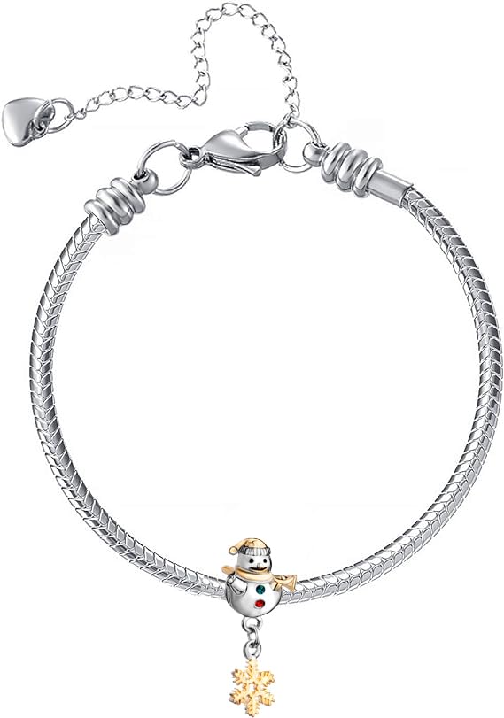 Image of Christmas Holiday Season Charms for Pandora Bracelets New Snowflake Santa Claus Home Moose Gift Tree Candy Cane Snow Globe