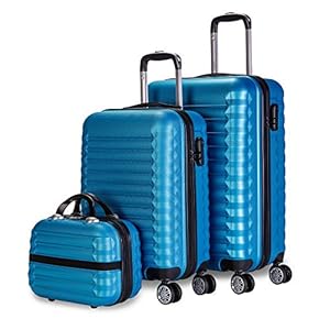 NEWTECK – Lot de 4 Valises (53/63/75cm) et Trousse de Toilette, ABS, Rigide, Résistant, 4 Doubles Roues, Léger, Serrure à Combinaison latérale