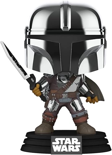 POP Funko Star Wars Mandalorian con sable oscuro (cromo y brilla en la oscuridad), exclusivo