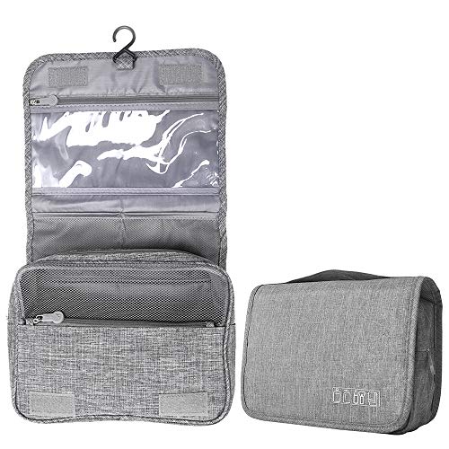 Preisvergleich Produktbild Mreechan Kulturtasche Make up,Kulturtasche zum Aufhängen Faltbarer Reise Kulturbeutel mit Tragegriff, tragbare Waschtasche, kann im Bad aufgehängt Werden Herren- und Damenwaschtasche (dunkelgrau)