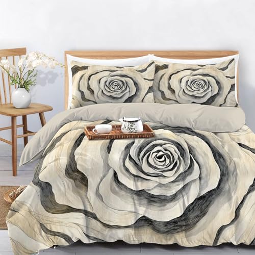 Housse de couette 240x260 motif tourbillon fleurs fleurs avec taies - 4