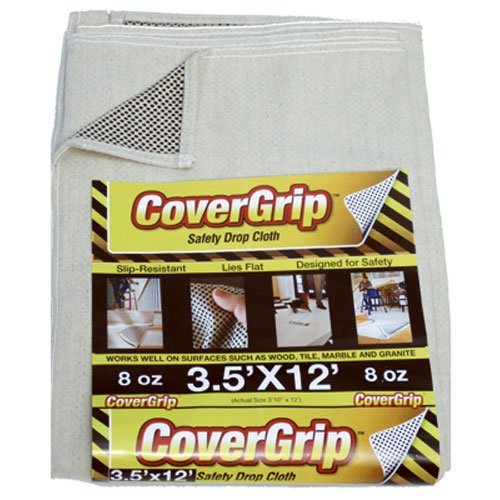 CoverGrip 351208 8 oz Canvas Safety Drop Cloth, 3.5' x 12' by CoverGrip
