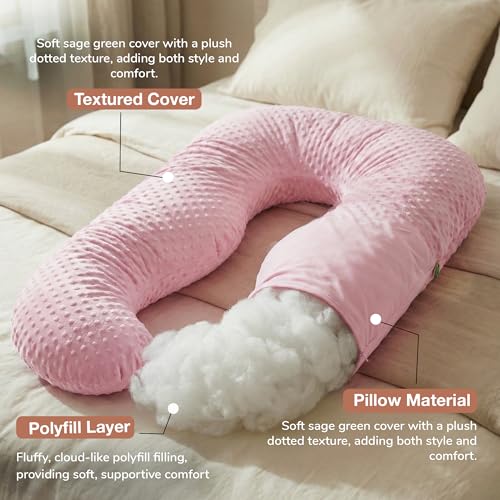 Image of BAYBEE Premium Pregnancy Pillow for Women | Maternity Pillows for Pregnancy Sleeping with 360 Full Body Support | Pregnancy Pillow with Removable Washable Cover & Zipper Closure for Easy Use (Pink)