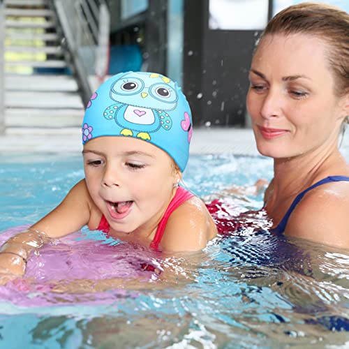 Image of 3 Pieces Kids Swim Caps for Boys Girls Age 1-6 Waterproof Swimming Cap Pool Cap for Kids Child Swim Caps for Toddler Youth (Bright Style)