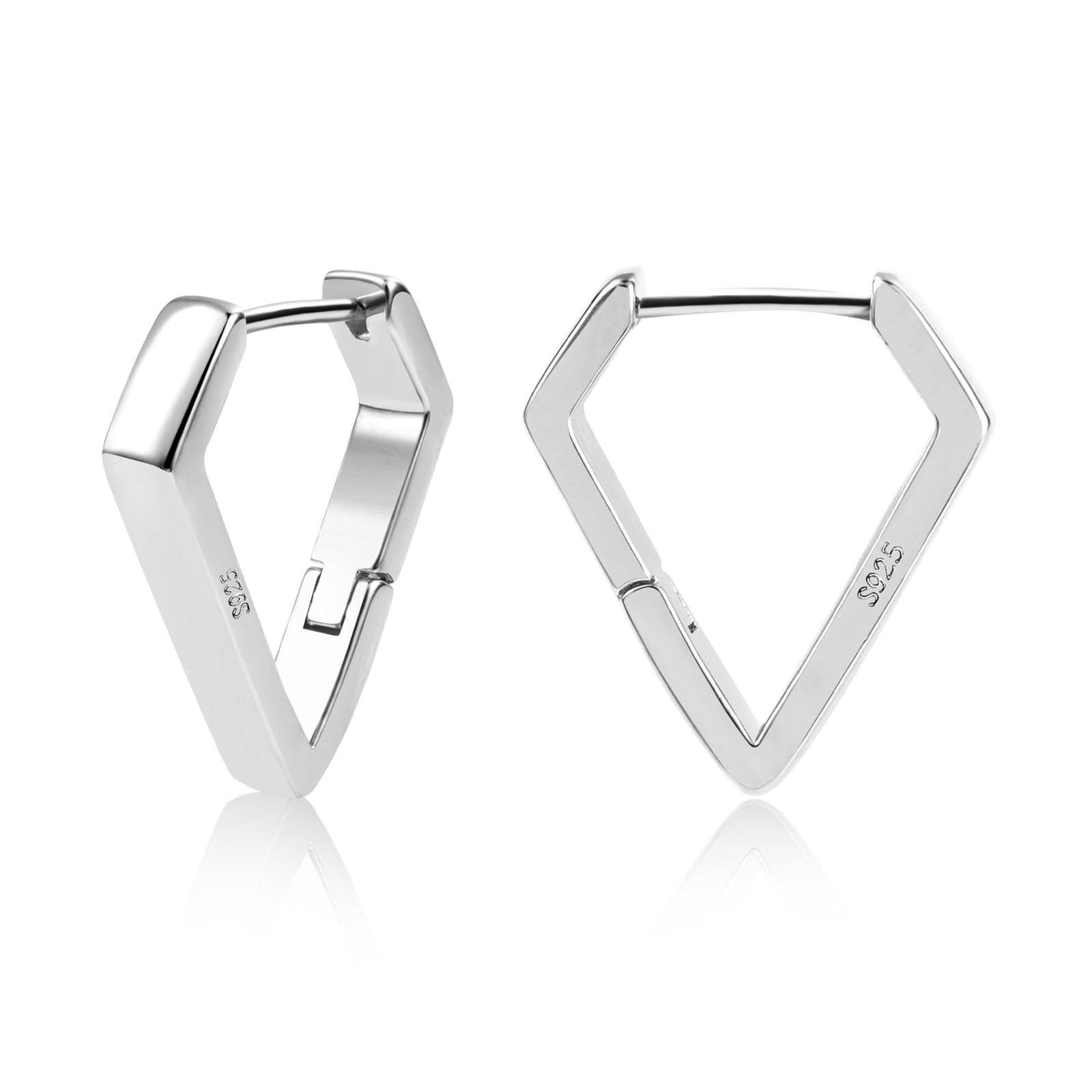 ALEXCRAFT Pendientes Mujer Plata 925 Chapado en 14K Oro Rectangulares Geométricos Minimalistas