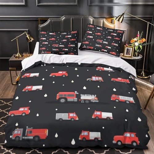 Housse de couette camion de pompier cadeau lit enfant 140x200 - 2