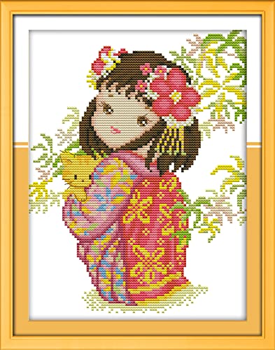Kit Point de Croix Chaton et Femme 11CT Toile Pré-imprimée 40x50cm Couture Artisanat