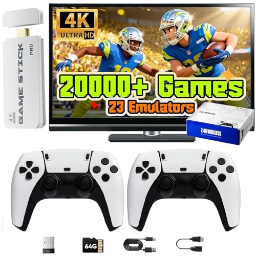 Upgrade Retro Konsole, Game Stick mit 20.000+ Klassikern, 2 Controller & Plug & Play HDMI für TV, Geschenkidee für Familie und Erwachsene