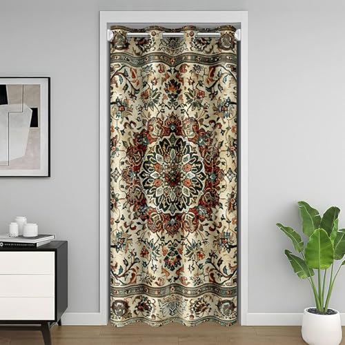 Homewish Rideau de Porte Oriental Floral,Rideau Occultant Vintage Fleur,Rideaux de Placard Enfants Adolescents Art Deco Medallion,Rideaux Occultant Retro...