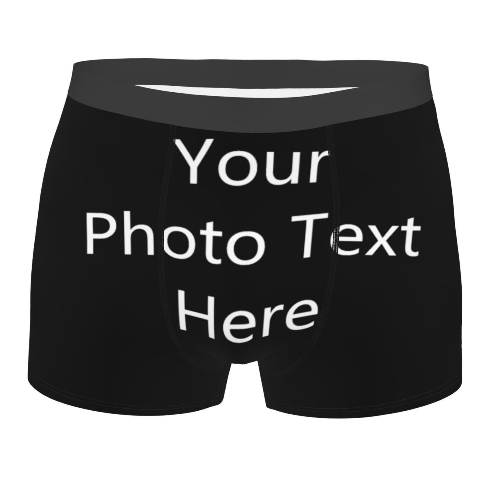 NLWQEKV Personalised Men's Boxer Briefs with Photo Text, Custom Underwear for Men Boyfriend Husband, Personalised Novelty Boxer Shorts Underpants, Personalised Gifts for Men Boyfriend