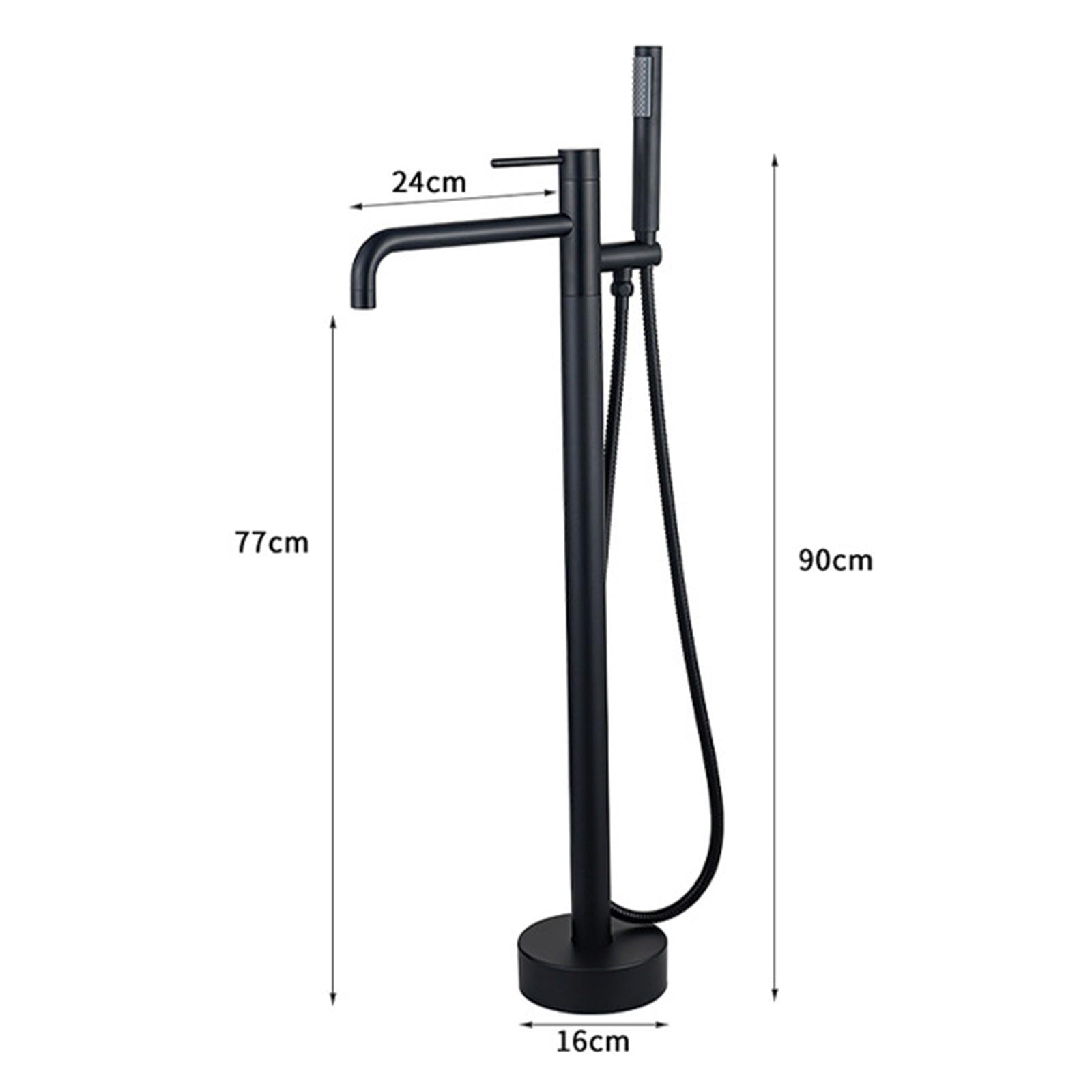 Miscelatore Vasca a Pavimento con Doccetta 2 Modalità Rubinetto Vasca da Bagno Freestanding con Tubo Doccia 59'',cromo