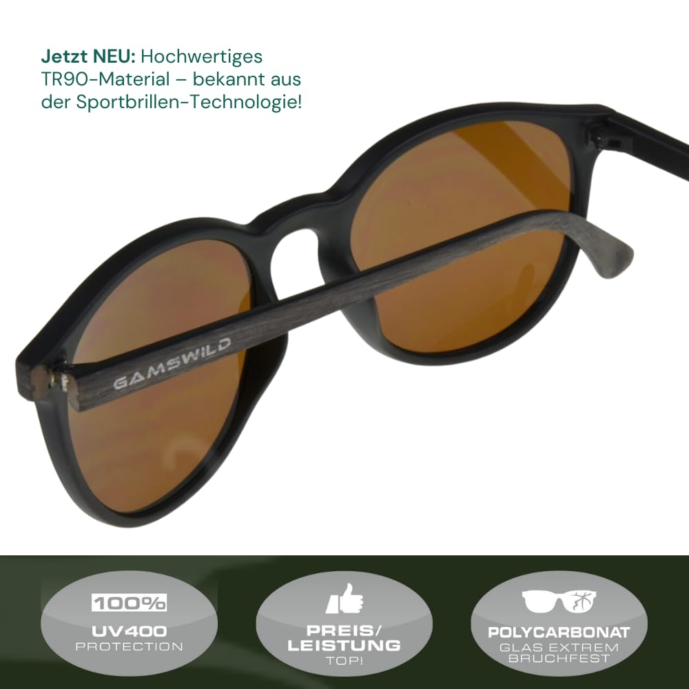 Gamswild Sonnenbrille WM1122 GAMSSTYLE Mode Brille Damen Herren Holzoptik 1020 Unisex NEU TR90 Ausführung rot | braun | blau | gold | pink | grün/türkis