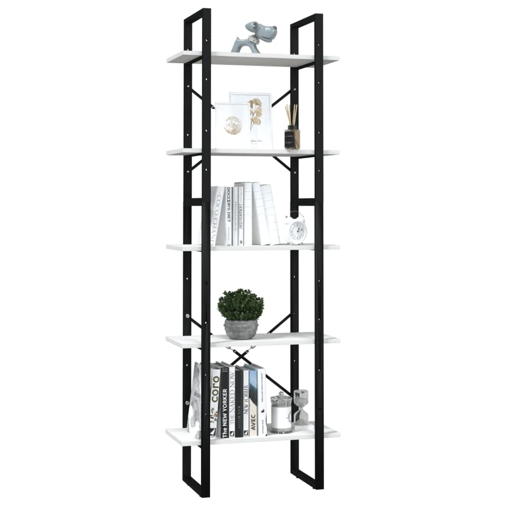 Madera de pino y metal industrial 5 estantes decorativa Blanco 60x30x105 cm