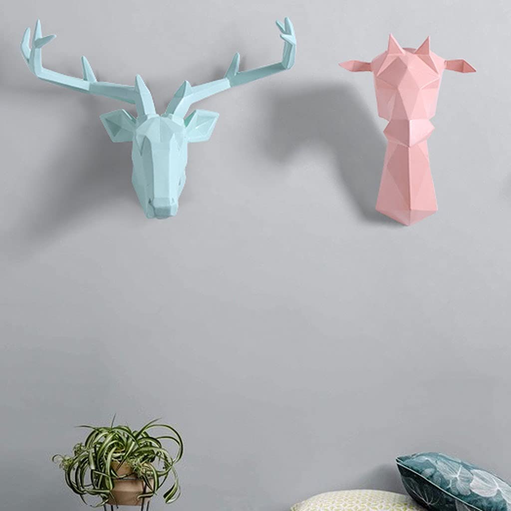 Decorazione da Parete Scultura da Parete Simulazione di Cervo, Testa Pendente da Parete Testa di Animale in Resina Tridimensionale Vivente, Nero