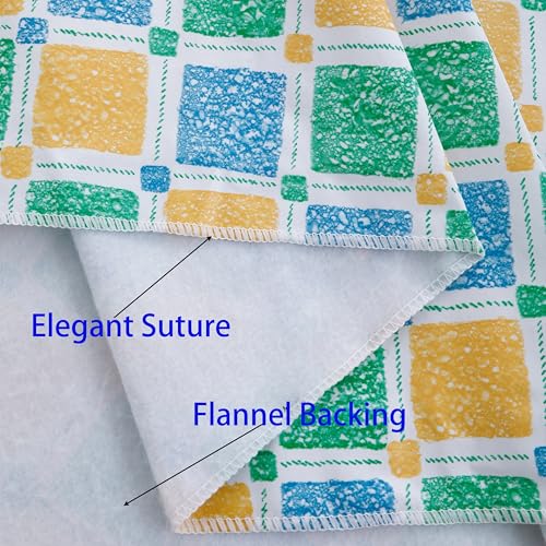 Image of Walrus Heavy Duty Vinyl Tablecloth with Flannel Backing Waterproof Oil-Proof Plastic Table Cloth Stain-Resistant Wipeable Table Cover for Indoor and Outdoor (Stained Glass Checkered,60x84 Inch)