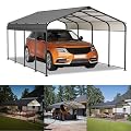 12x20 FT Metal Carport, Heavy Duty All Weather Outdoor Car Shelter with Galvanized Steel Roof, 100MPH Wind & 35PSF Snow Rating, Car Canopy for Cars, Trucks, Boats, RVs Black