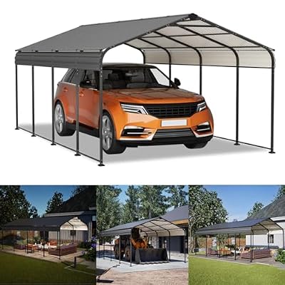 12x20 FT Metal Carport, Heavy Duty All Weather Outdoor Car Shelter with Galvanized Steel Roof, 100MPH Wind & 35PSF Snow Rating, Car Canopy for Cars, Trucks, Boats, RVs Black