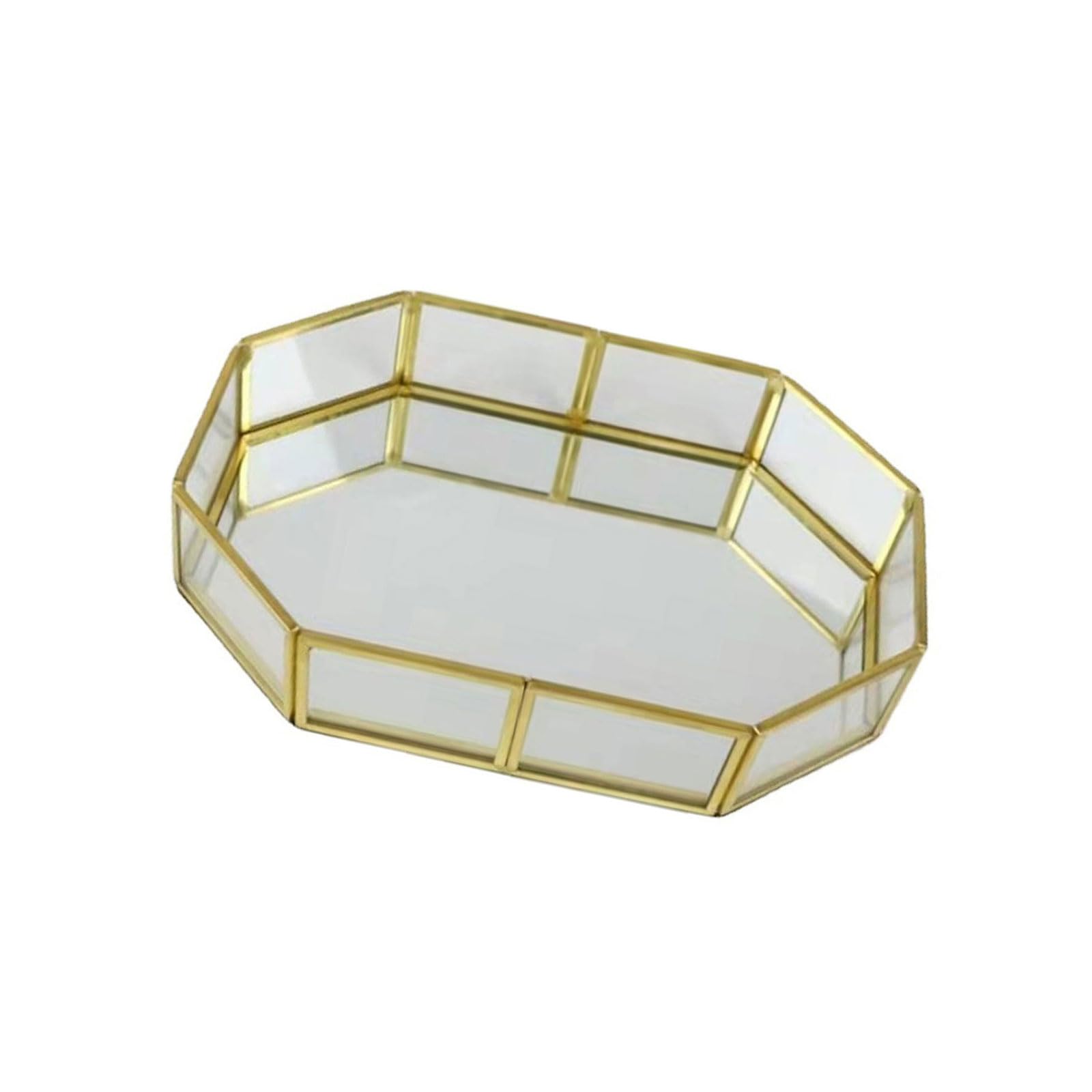 Buxuaaaa Multicolor Cosmetic Organiser Tray With Clear Glass Jewelry Storage Box For Vanity Dresser Bathroom Countertop Accessory Glass Bathroom Vanity Tray