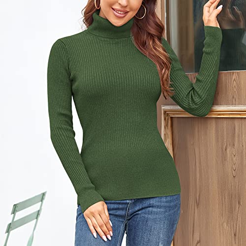 Image of Rocorose Women's Ribbed Turtleneck Sweater Long Sleeve Knitted Solid Pullover
