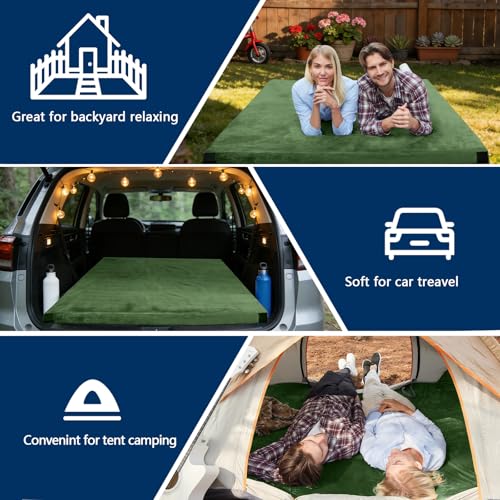 Image of CYMULA Memory Foam Camping Mattress Pad, Sleeping Mat, Portable Roll Up Mattress for Adults, Camping Bed Pads for Sleepover, Car Bed with Travel Bag