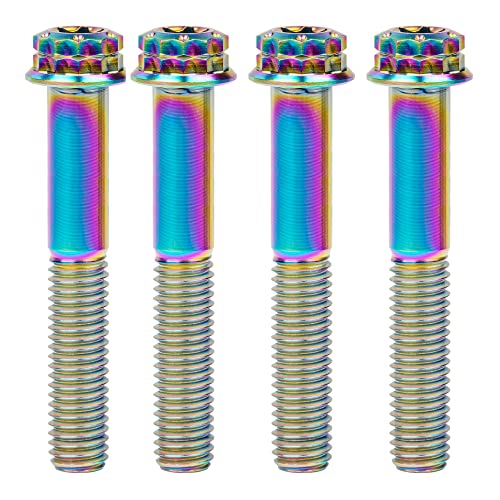 Image of Titanium Flange 12 Point Head M8 x15 20 25 30 35 40 45 50 55 60 65mm Screw Bolt Pack of 4 (M8x50mm, Rainbow)
