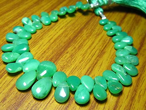 Chrysoprase poires lisses de 7" : pierres véritables non teintées pour peaux sensibles